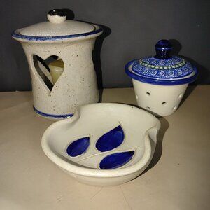 Williamsburg Spoon Rest Pinch Pot Pottery Polish Strainer Candle Heart Cut Out